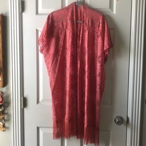 O/S Kimono-style, Salmon, Fringe, good condition